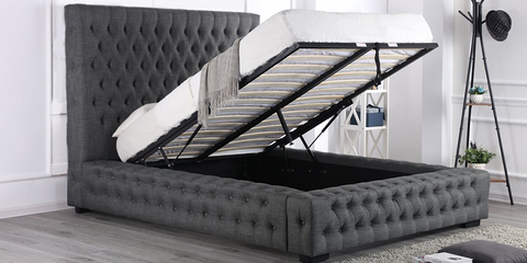 Ambassador Bed in Grey with Ottoman Lift Storage - BedHut