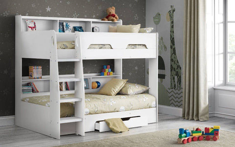 Orion White Wooden Storage Bunk Bed Frame - BedHut
