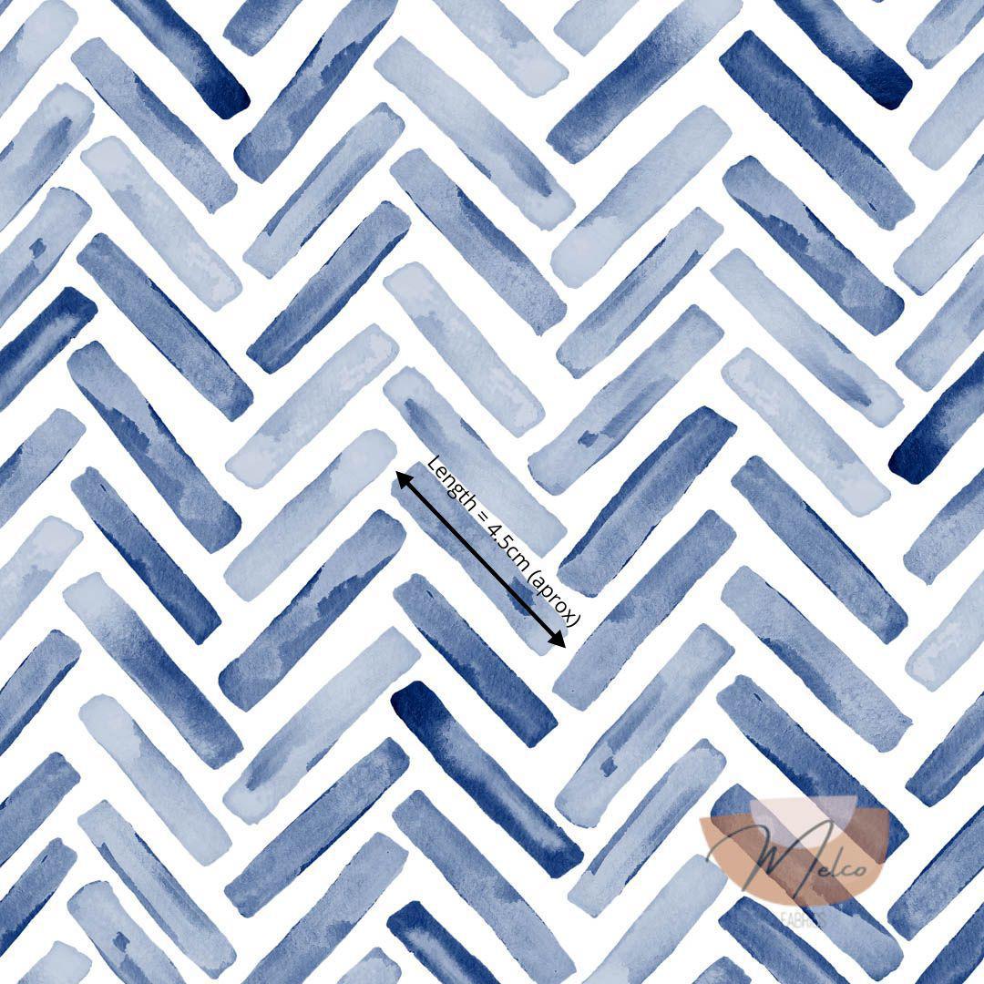 Watercolour - indigo blue painted chevron