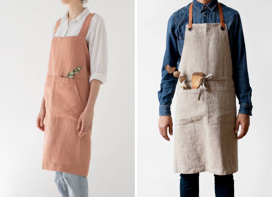 Luxury apron and pinafore linen aprons