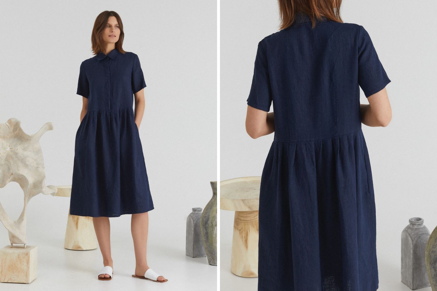 regular fit linen dress