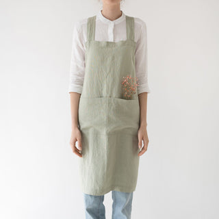 Cross Back Apron Handmade Belgian Linen — Chateau Sonoma