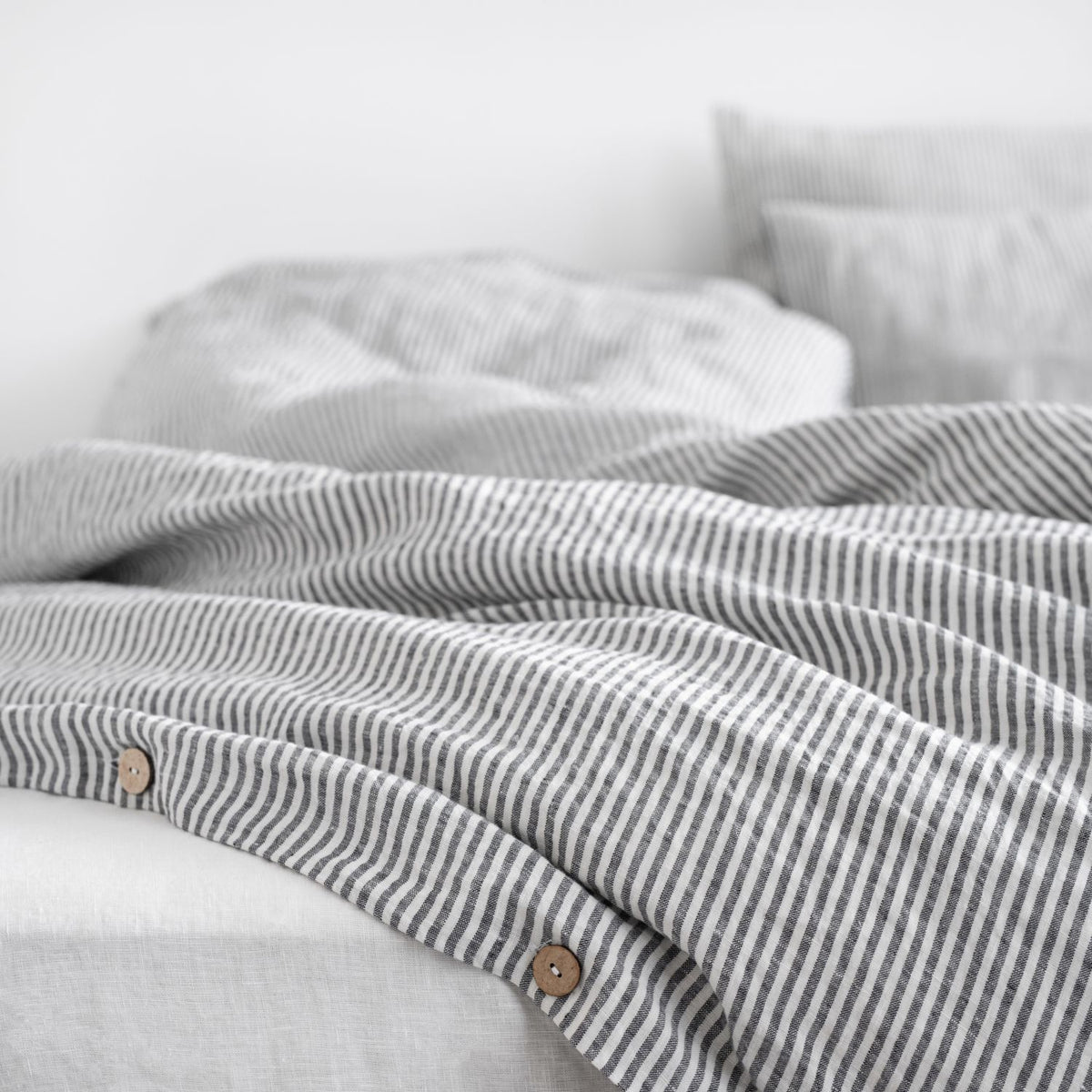 striped linen duvet cover set