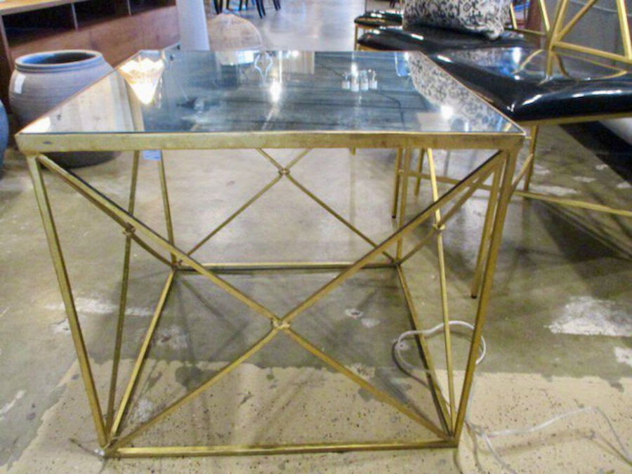 Gold Wash Accent Table With Mirror Top Acquisitions 22"W x 22"D x 20.5"T