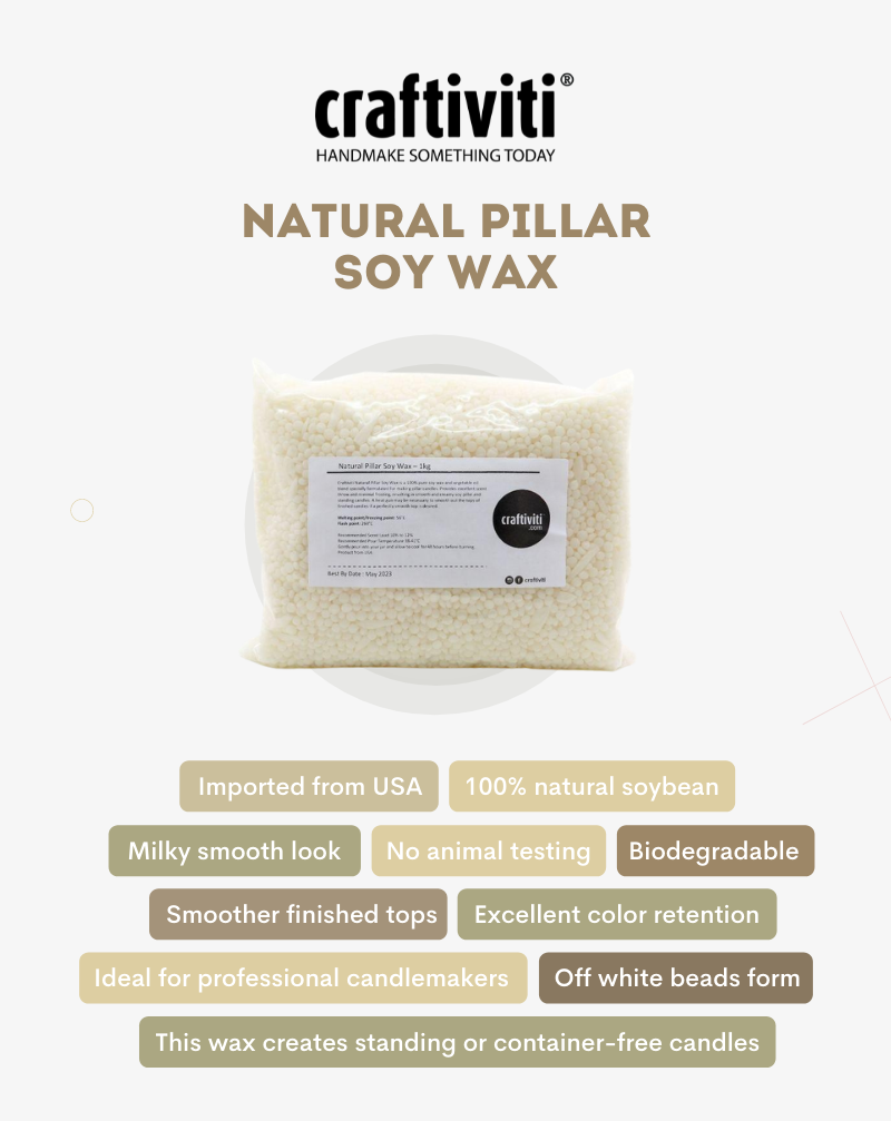 Natural Pillar Soy Wax - 1kg / 20.4kg - Soy Candle Making / Soy Wax Bulk /  Wholesale – Craftiviti