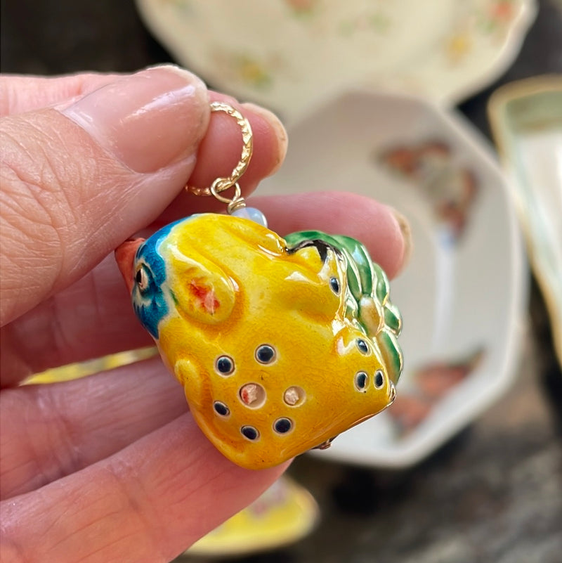 Chinese Zodiac Sign Pendant - Hand Painted - Gold Filled - Handmade