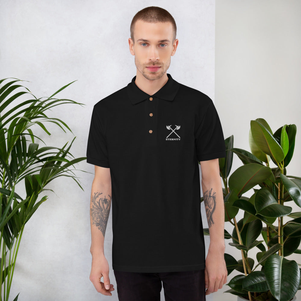 black embroidered polo shirts