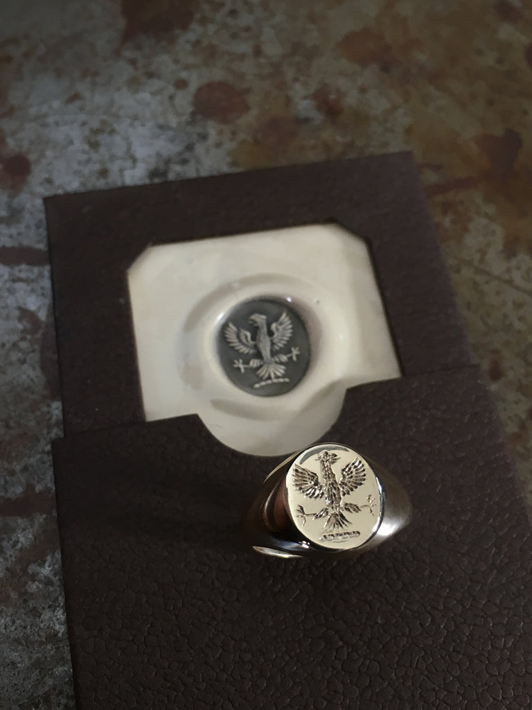Catherine Hills Jewellery bespoke hand-engraved seal signet ring