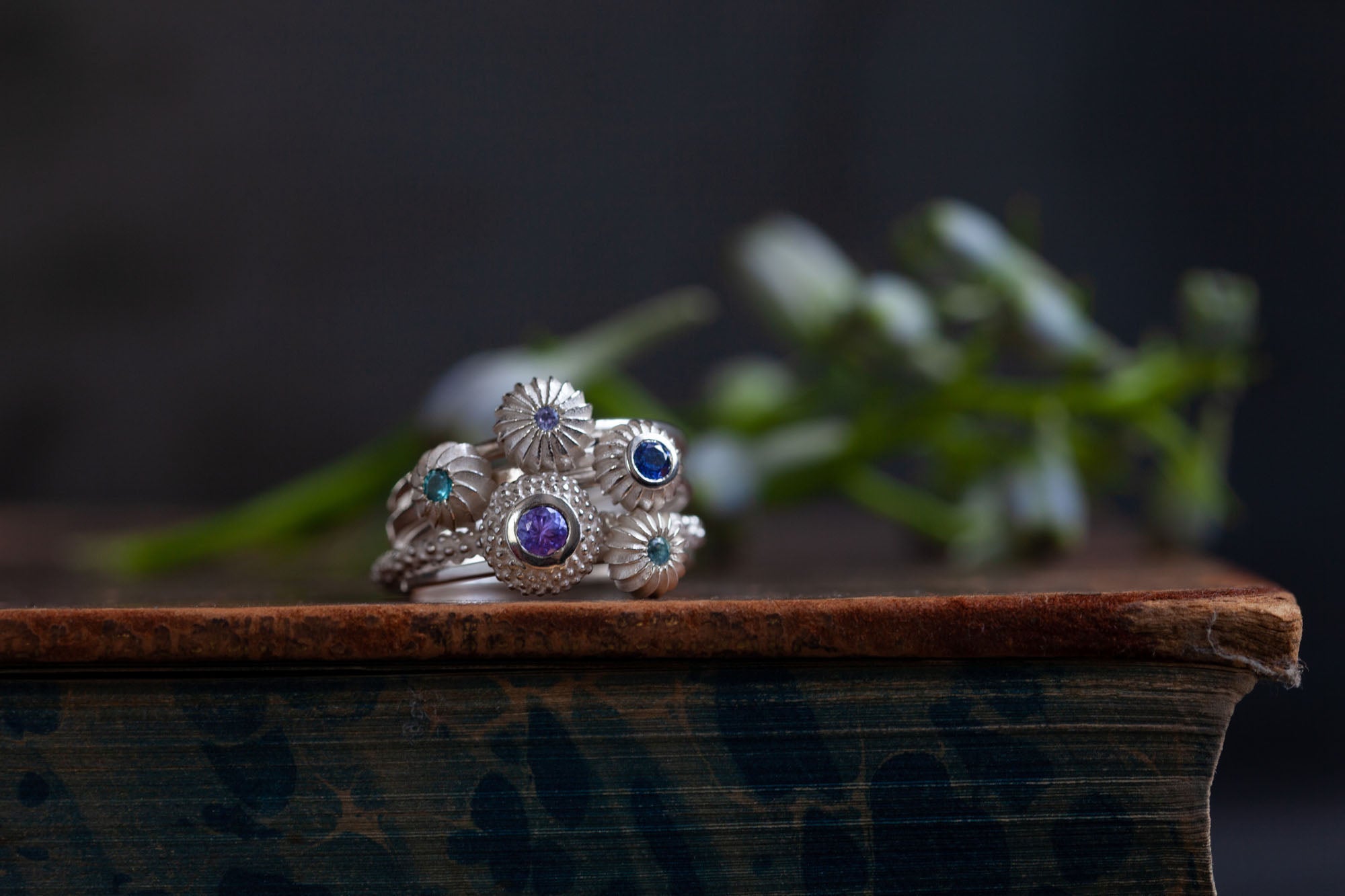 Catherine Hills Jewellery Commission - set 4 gemstone stacking rings