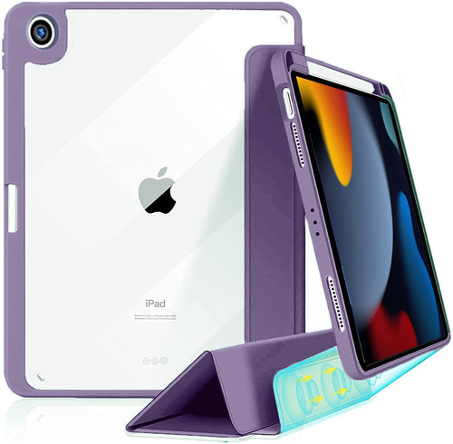 Lavender Purple iPad Magnetic Smart Case for iPad Clear Back 