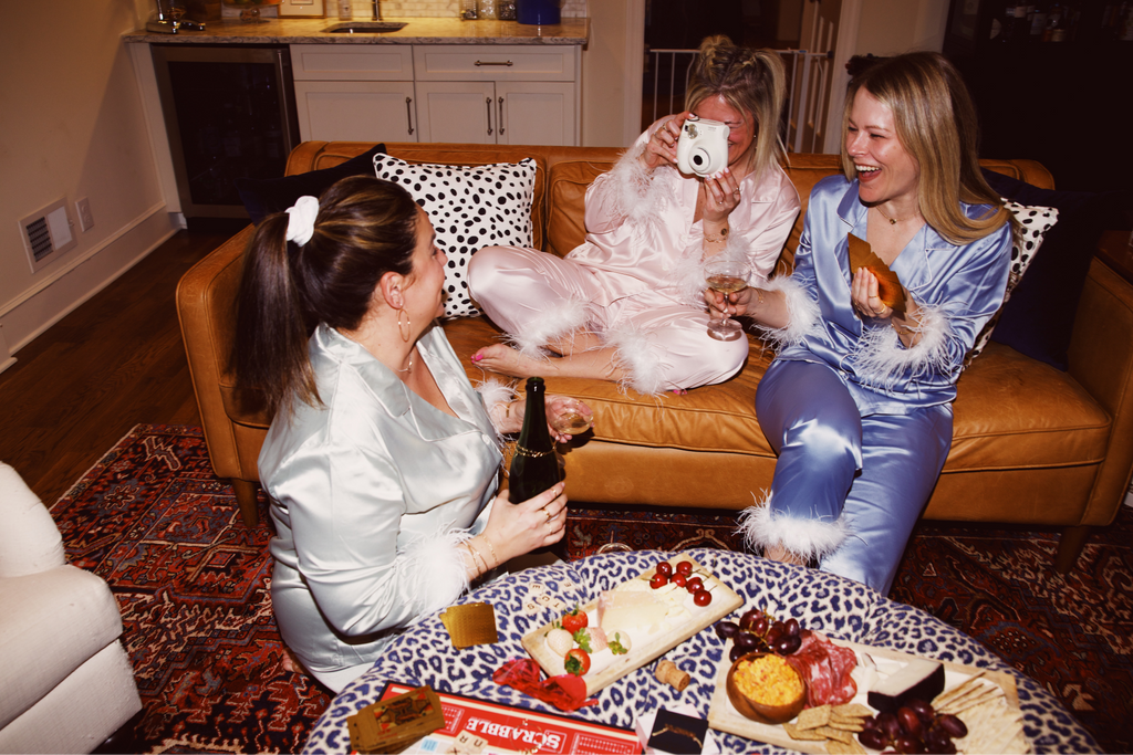 Sleepovers have never been so glamorous in matching silk pyjamas and 14k Gold Filled Jewelry