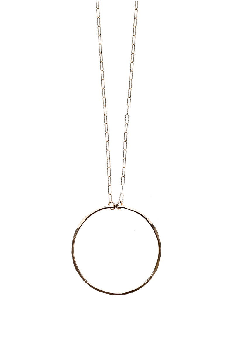 14k Gold Filled Large Circle Pendant Necklace 