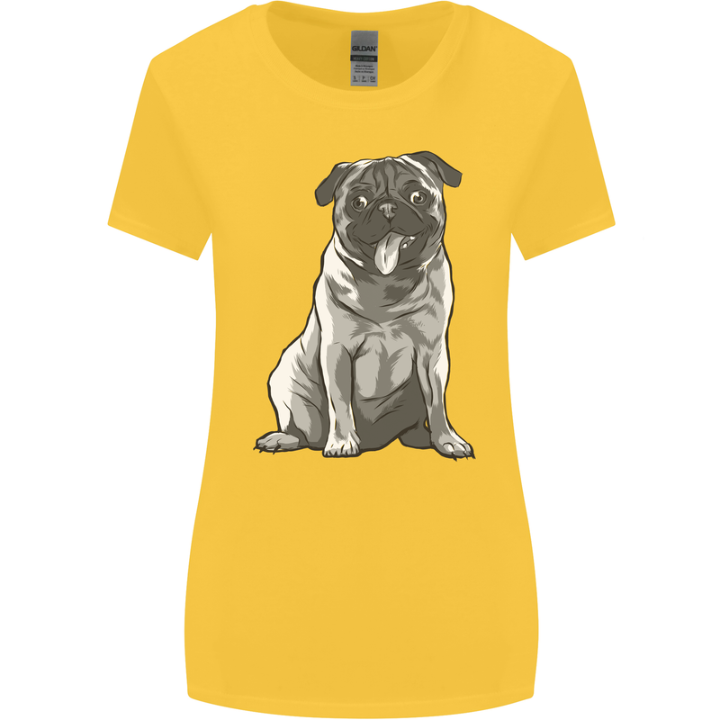 A Happy Pug Funny Dog Funny Womens Wider Cut T-Shirt Yellow