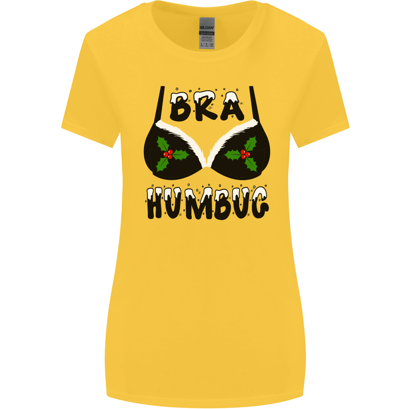 Bra Humbug Holly Funny Christmas Xmas Womens Wider Cut T-Shirt Yellow