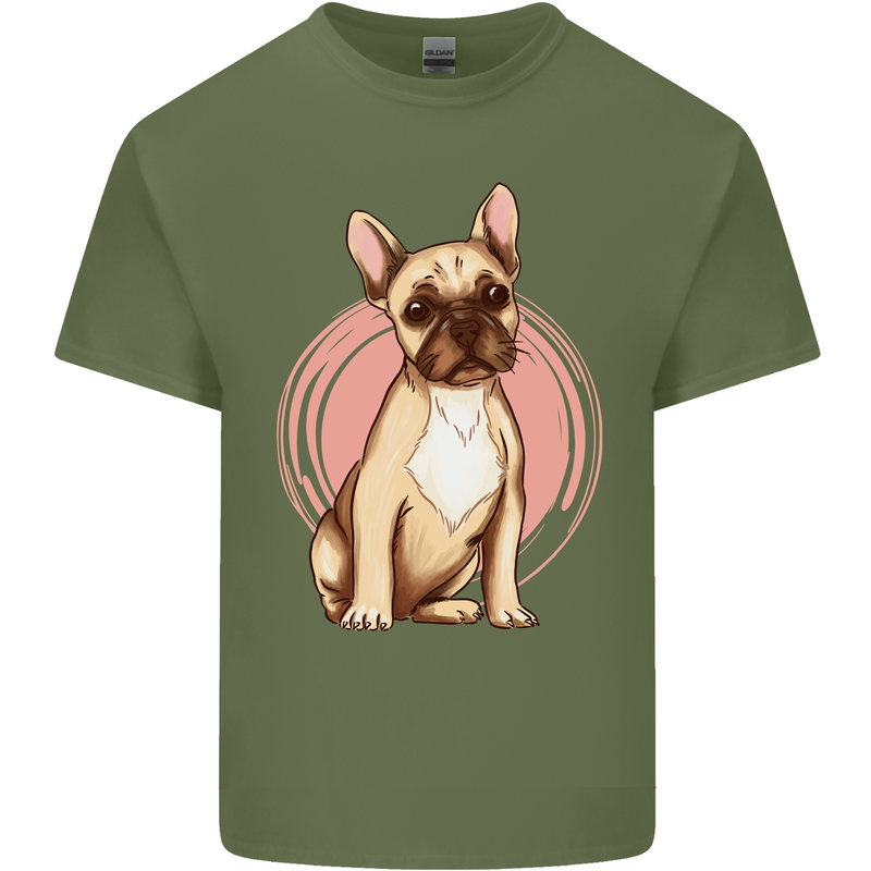 French Bulldog Mens Cotton T-Shirt Tee Top Military Green