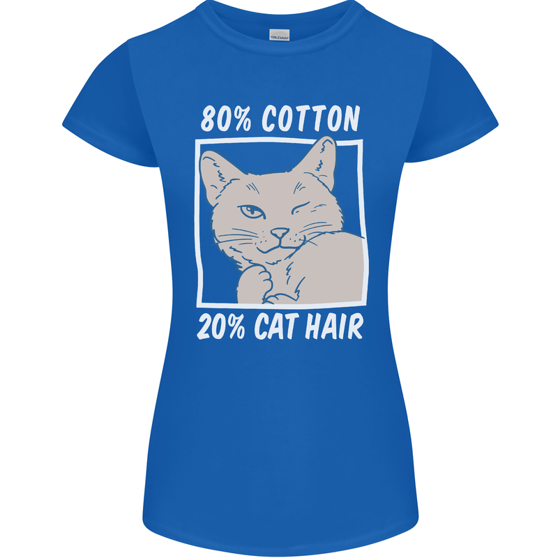 Part Cotton Part Cat Hair Funny Womens Petite Cut T-Shirt Royal Blue
