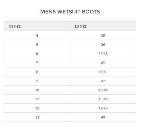 Sizing Chart - Footwear – Quiksilver | Quality Surf Clothing ...