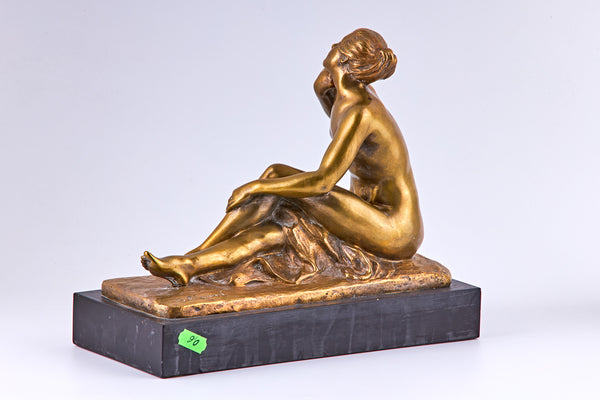 Bronze figure of a nude woman on a marble base signed by Gyula (Julius –  Pragma Valuables