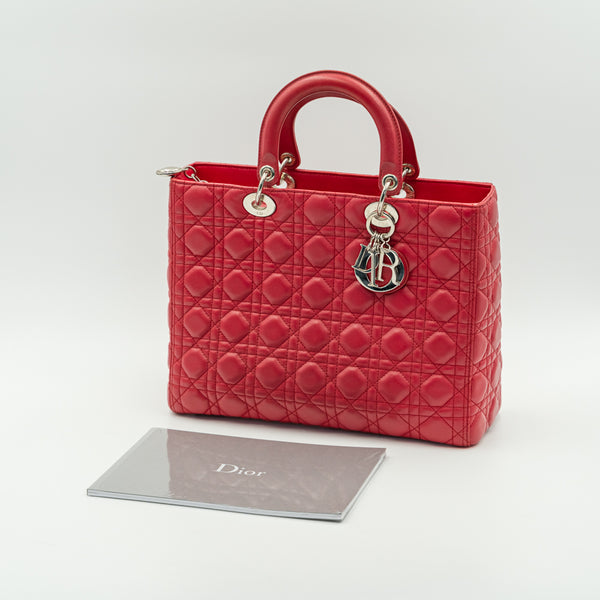 Cannage Lambskin Lady Dior Medium Bag in Fuschia Pink with GHW