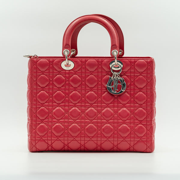 Cannage Lambskin Lady Dior Medium Bag in Fuschia Pink with GHW