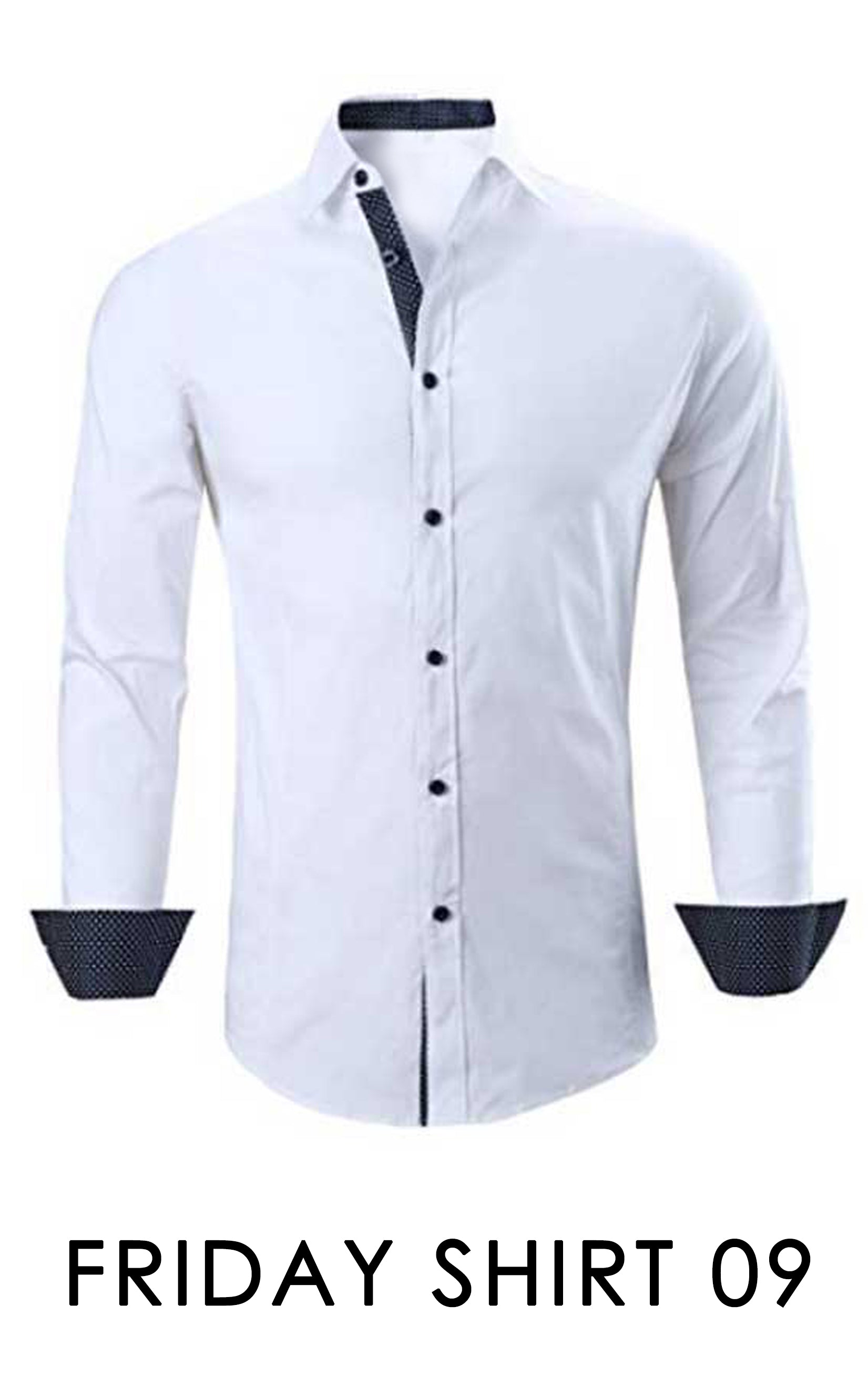 Long Sleeve Friday Dress Shirt (White/Navy Print) – Hiras Bespoke