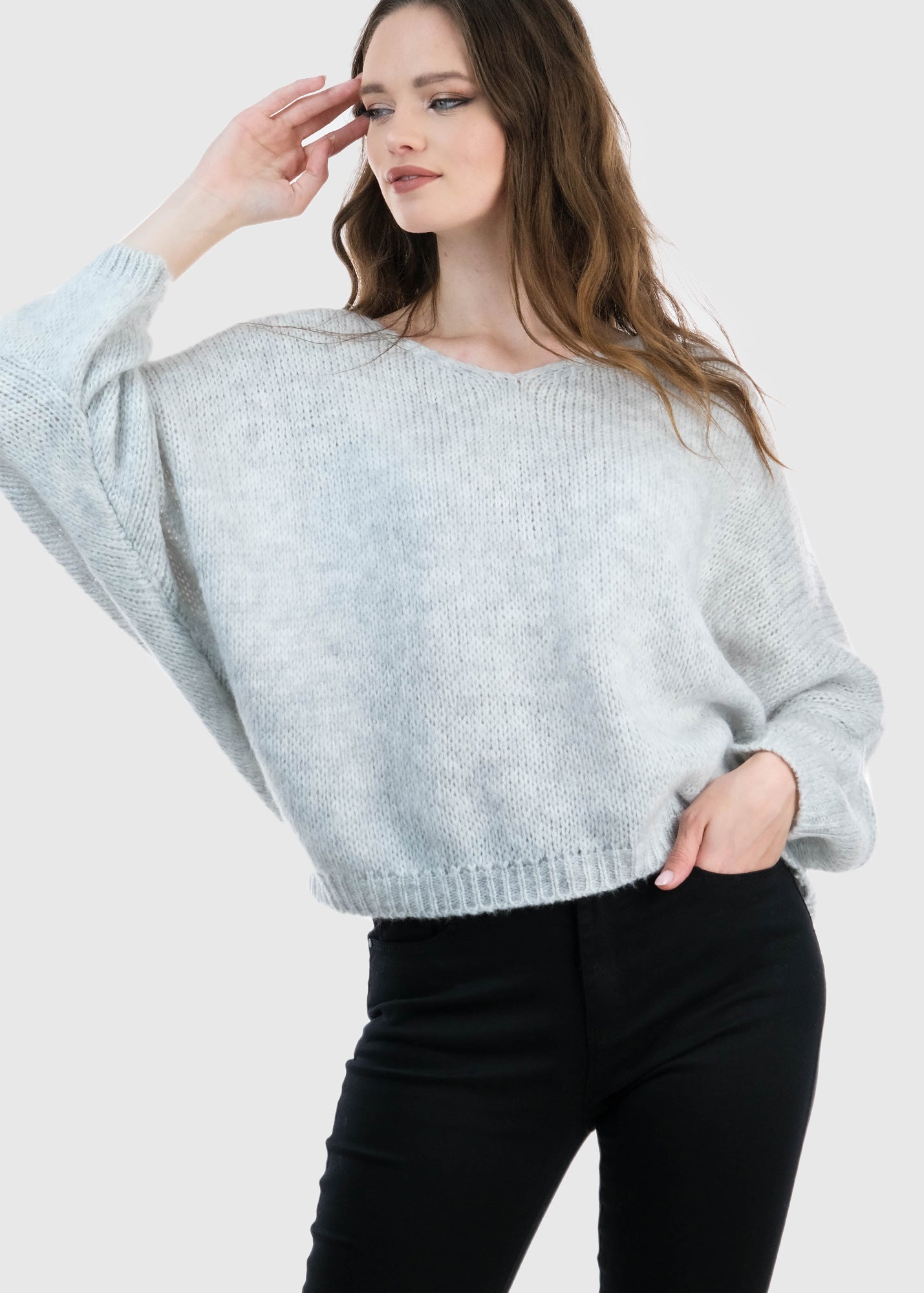 Renata italian grey knitted sweater – kokoshop.eu