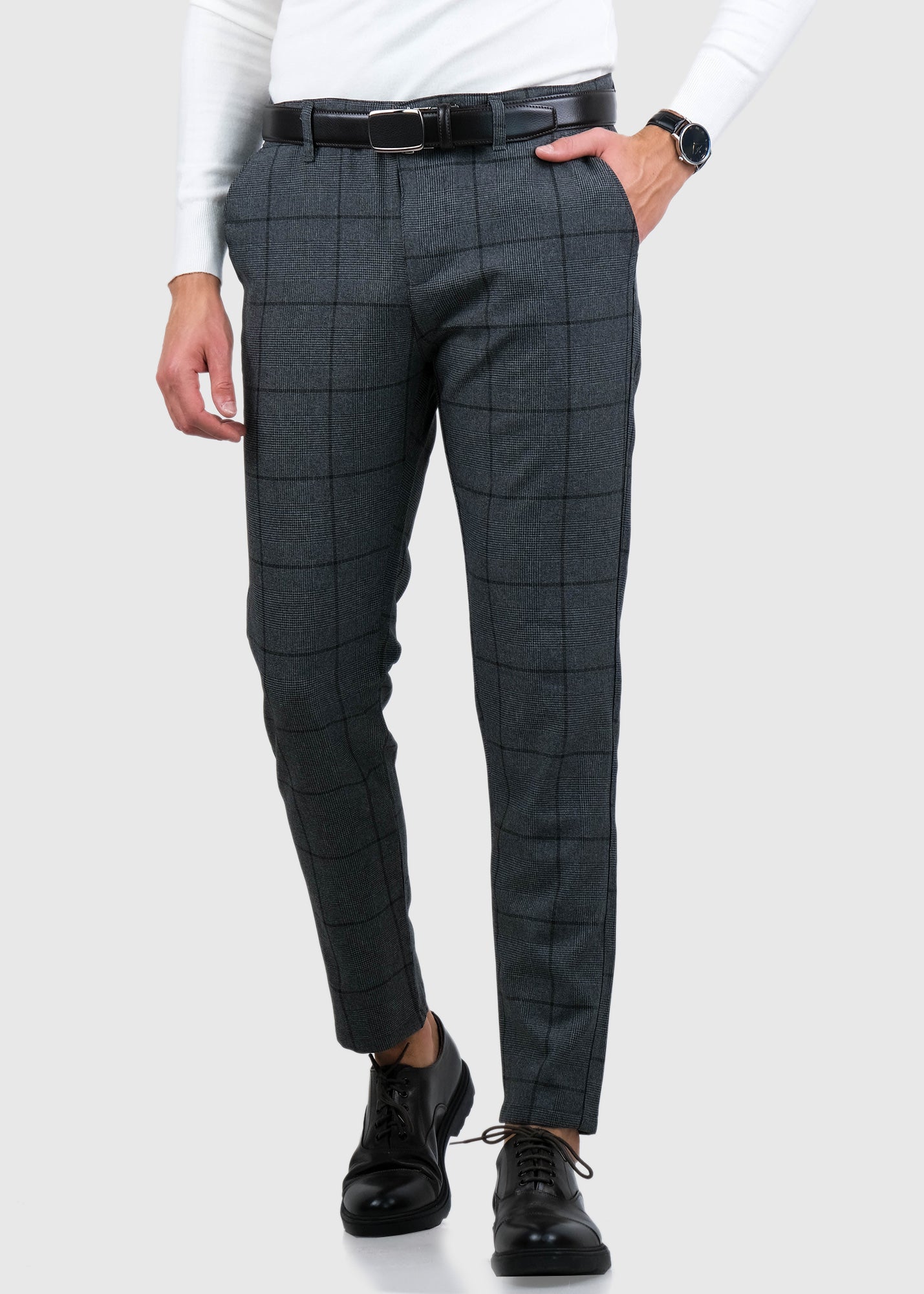 Amatore dark grey men's checkered pants – kokoshop.eu