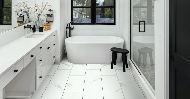 White Bathroom Tile Floor