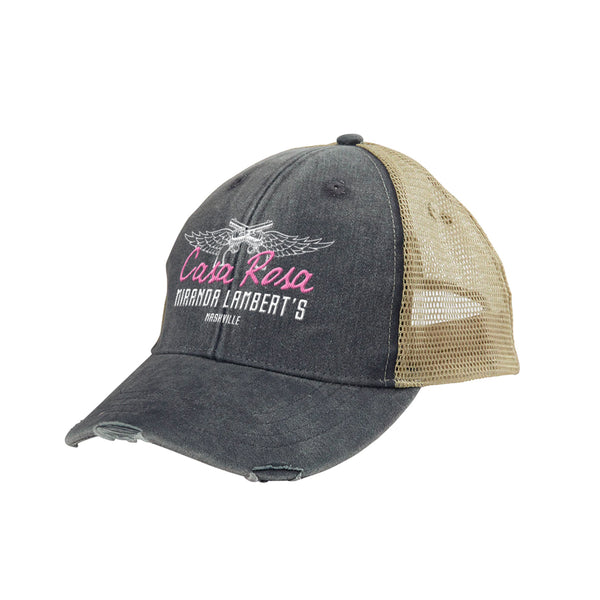 CR DISTRESSED TRUCKER HAT - PINK / TAN– Miranda Lambert's Casa Rosa