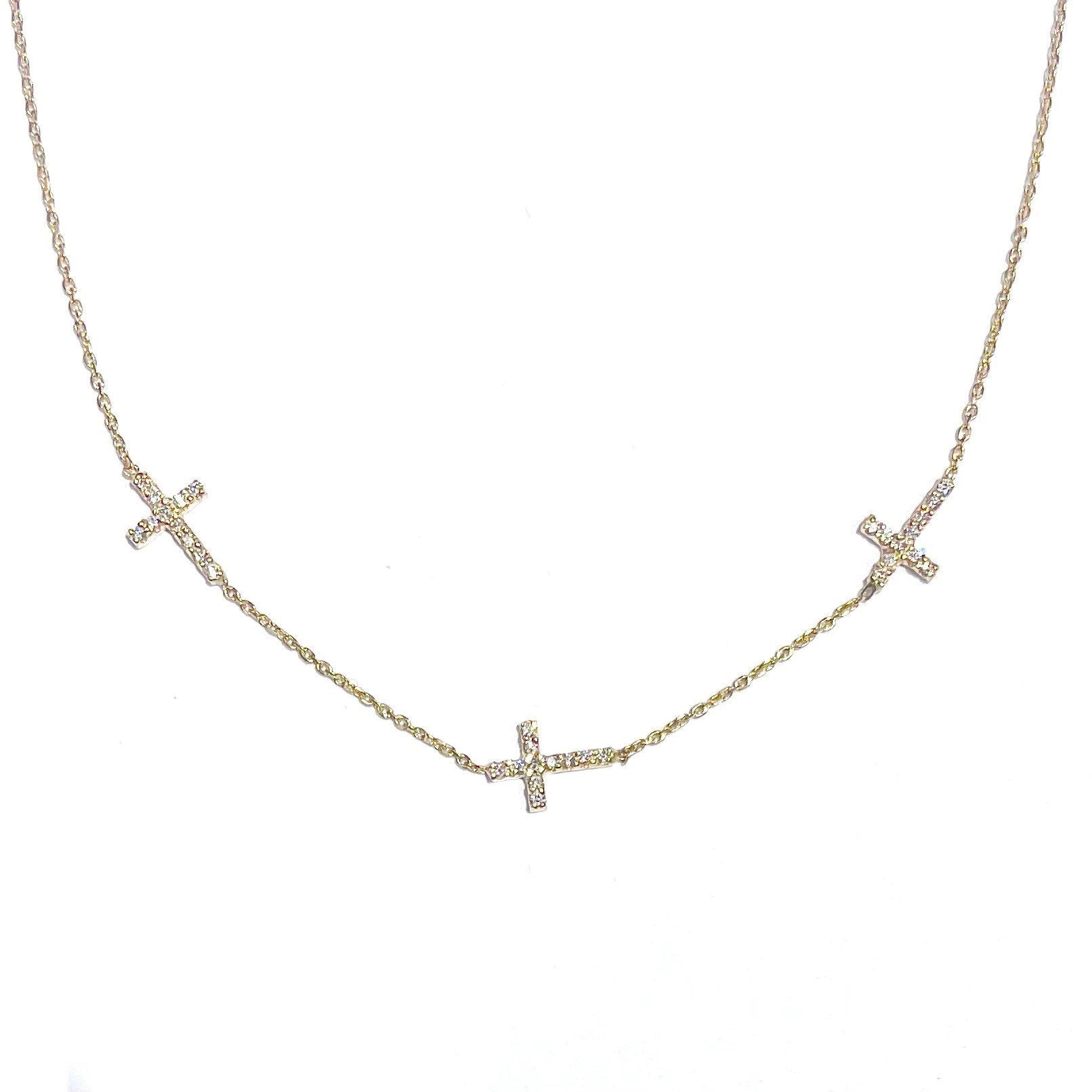 Sideway Diamond Cross Necklace - felt