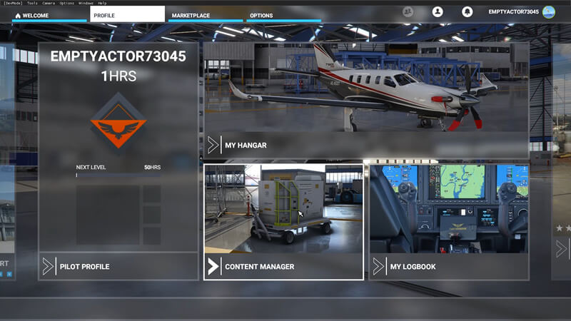 Content Manager in Microsoft Flight Simulator