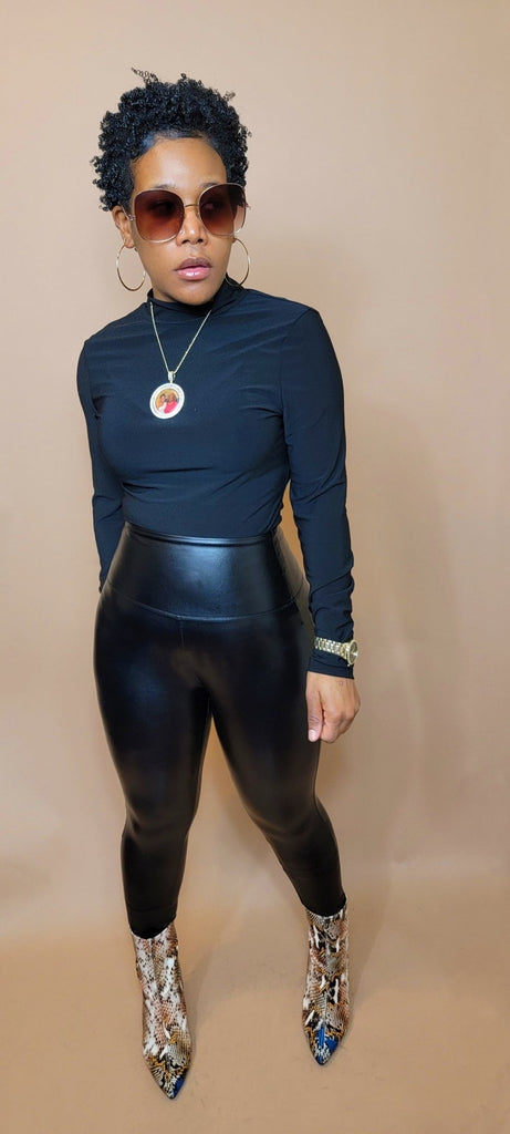 Bronze Stretchy Leather Look Leggings – Bion Boutique