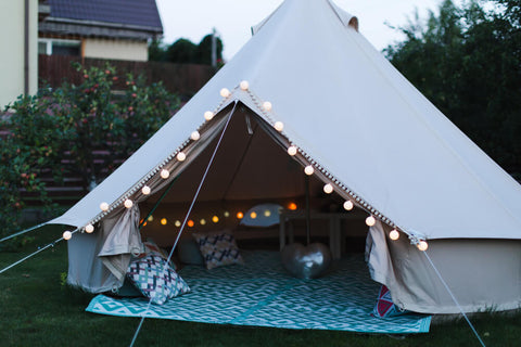 glamping tent in garden
