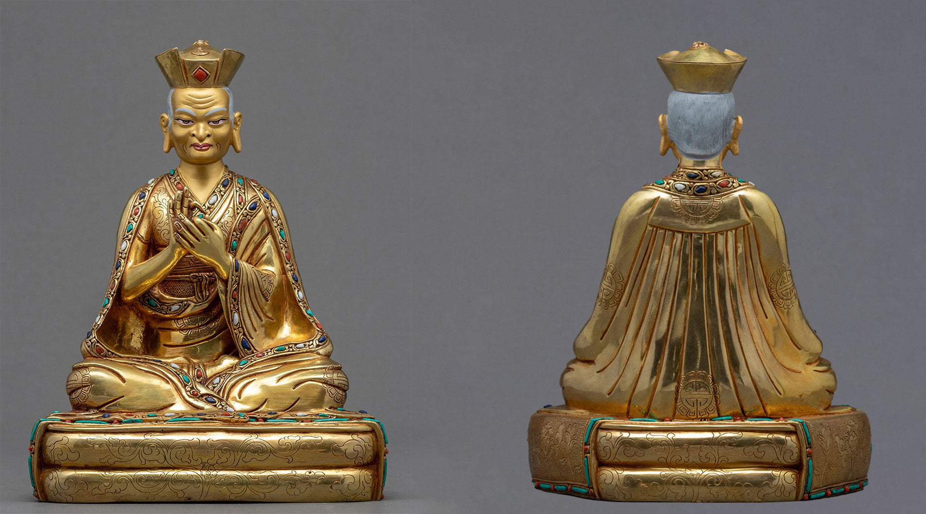 1st-karmapa-Dusum Khyenpa gold-gilded-statue