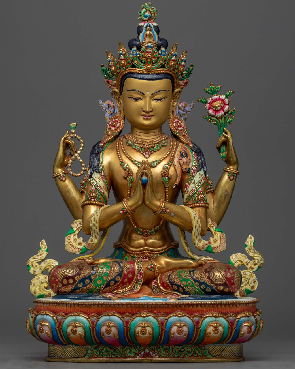 チベット仏教Deity Chenrezig (four-armed Avalokiteshvara???真鍮