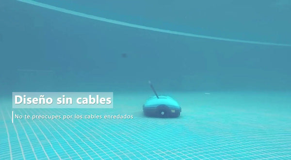 Robot limpiafondos sin cables Wybot 1103 limpiando el fondo de una piscina