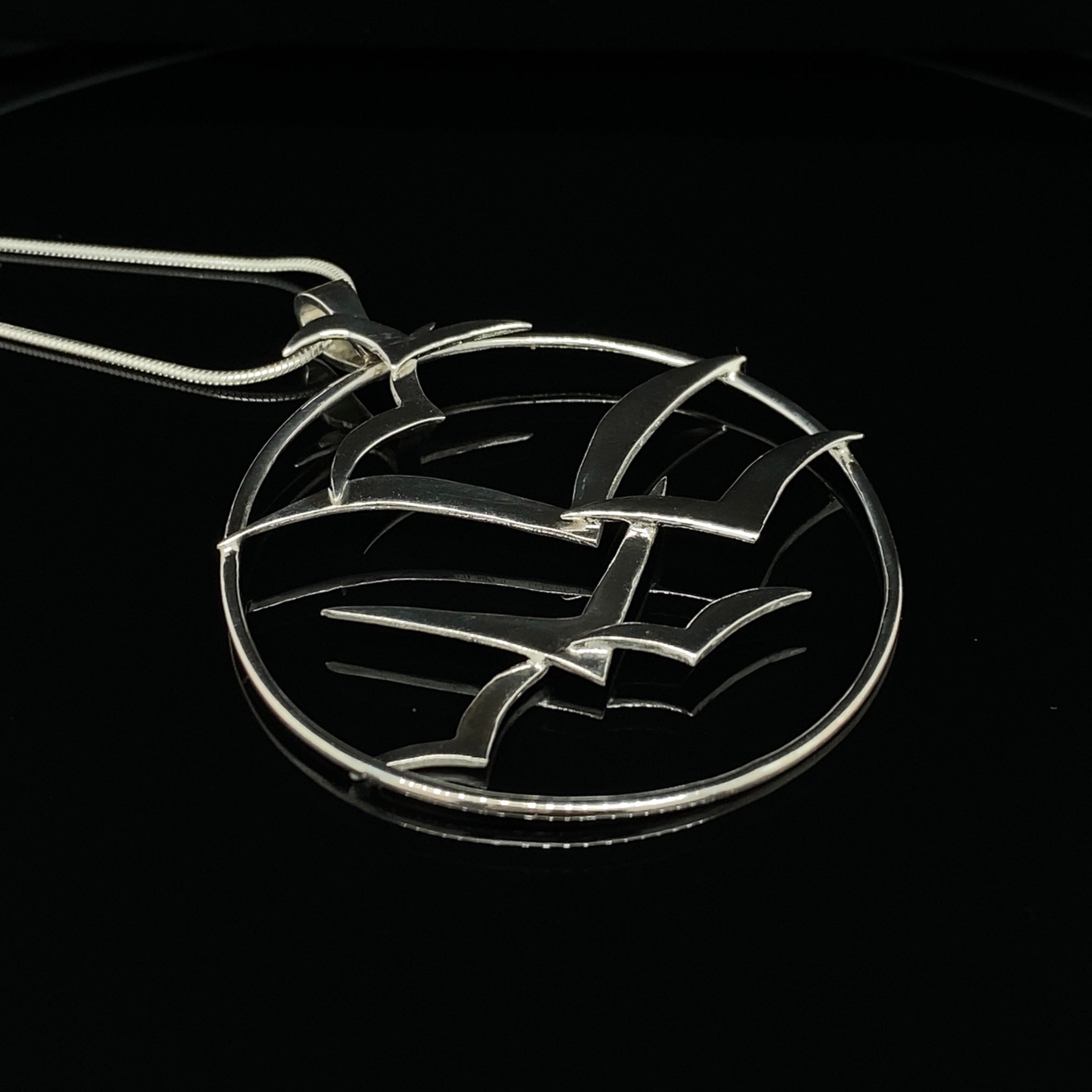 Circle Silhouette Seabird Pendant