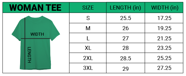 woman tee size guide