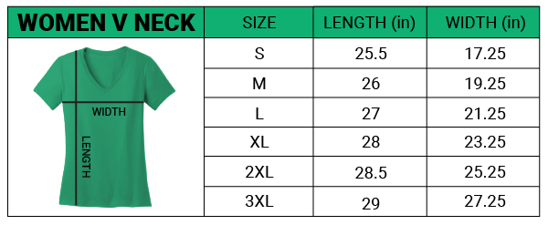 woman v neck size guide