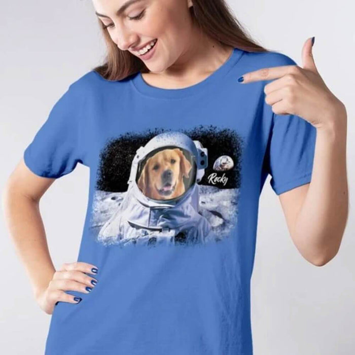 GeckoCustom Custom Dog Photo Shirt, Dog Astronaut Photo Shirt, Custom Image Shirt Women T Shirt / Black Color / S