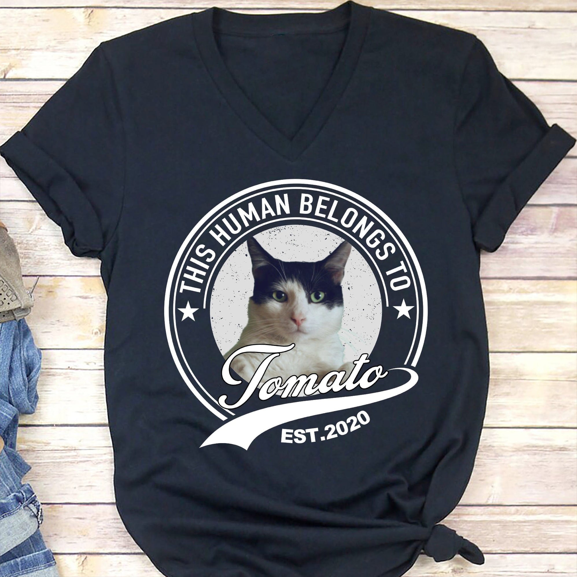 Human Belongs To Dog Cat Personalized Custom Photo Dog Cat Pet Shirt