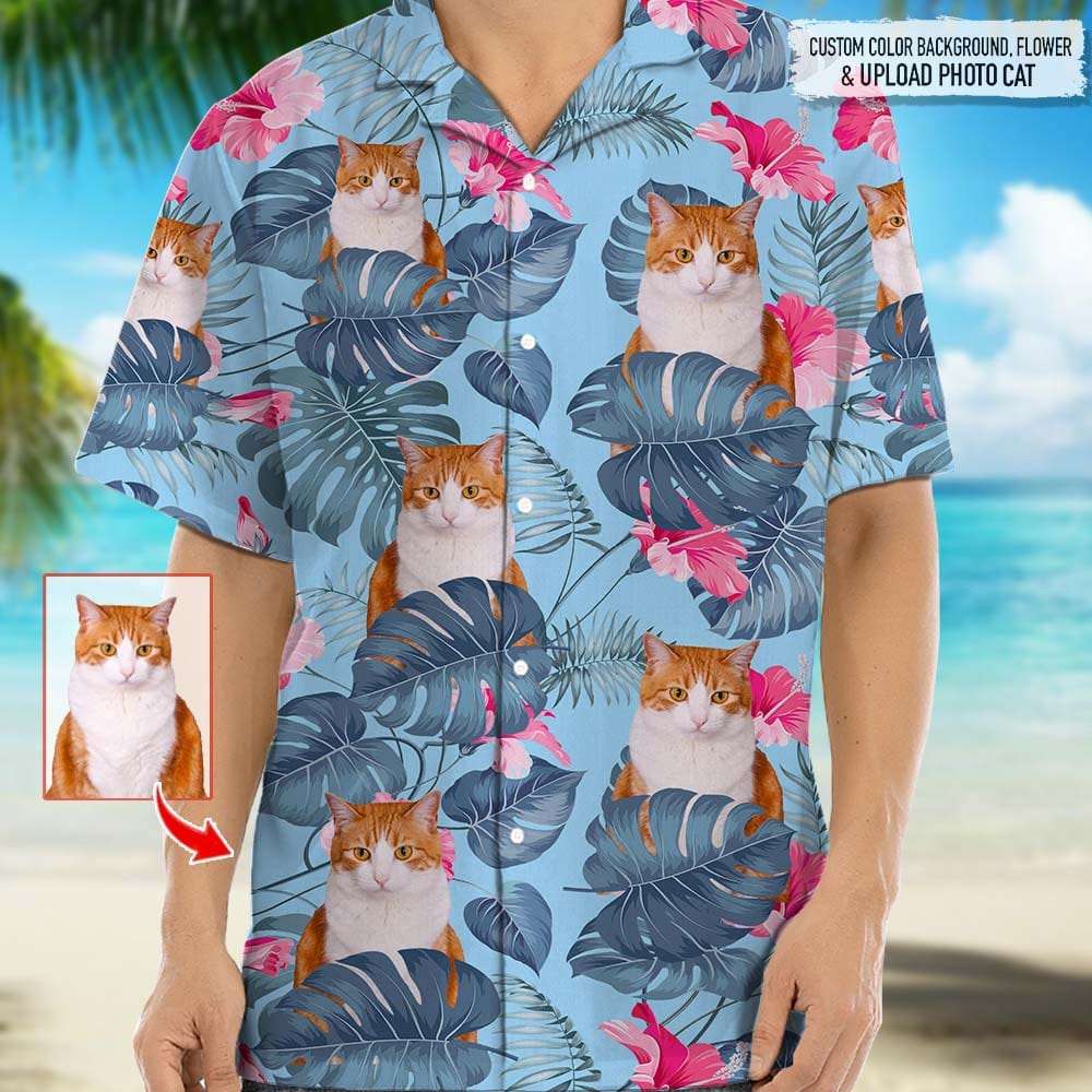 Personalized Photo Upload Cat Men's Hawaiian Shirt, N304 HN590