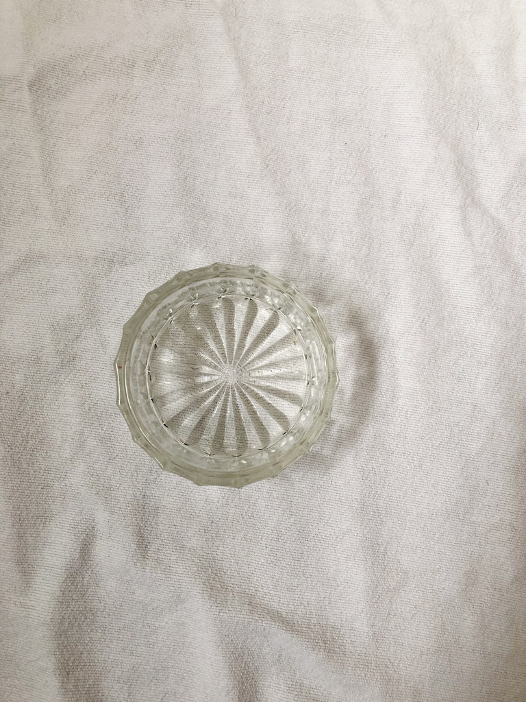 Small circular cut glass dish