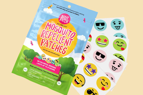 Buzz Patch Mosquito repellent sticker packet with stickers for display