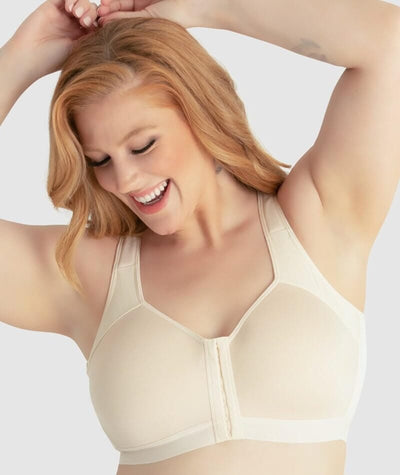 Glamorise Front-Closure Cotton T-Back Wire-Free Comfort Bra