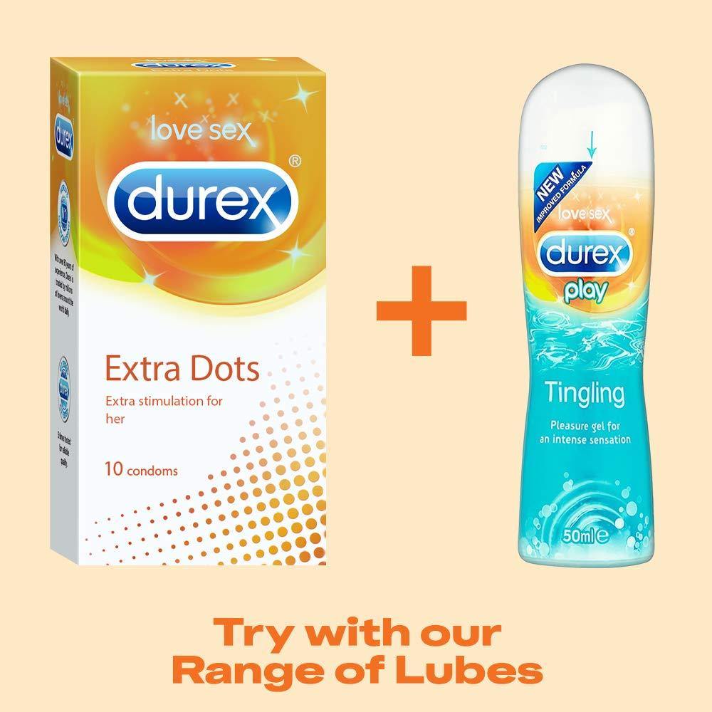 Durex Condoms, Extra Dots- 10s (Pack of 7) - JeliGO