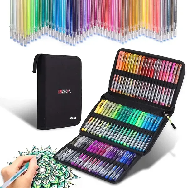 200 Gel Pen Set 100 Color Gel Pens with Refill Fine Tip Glitter