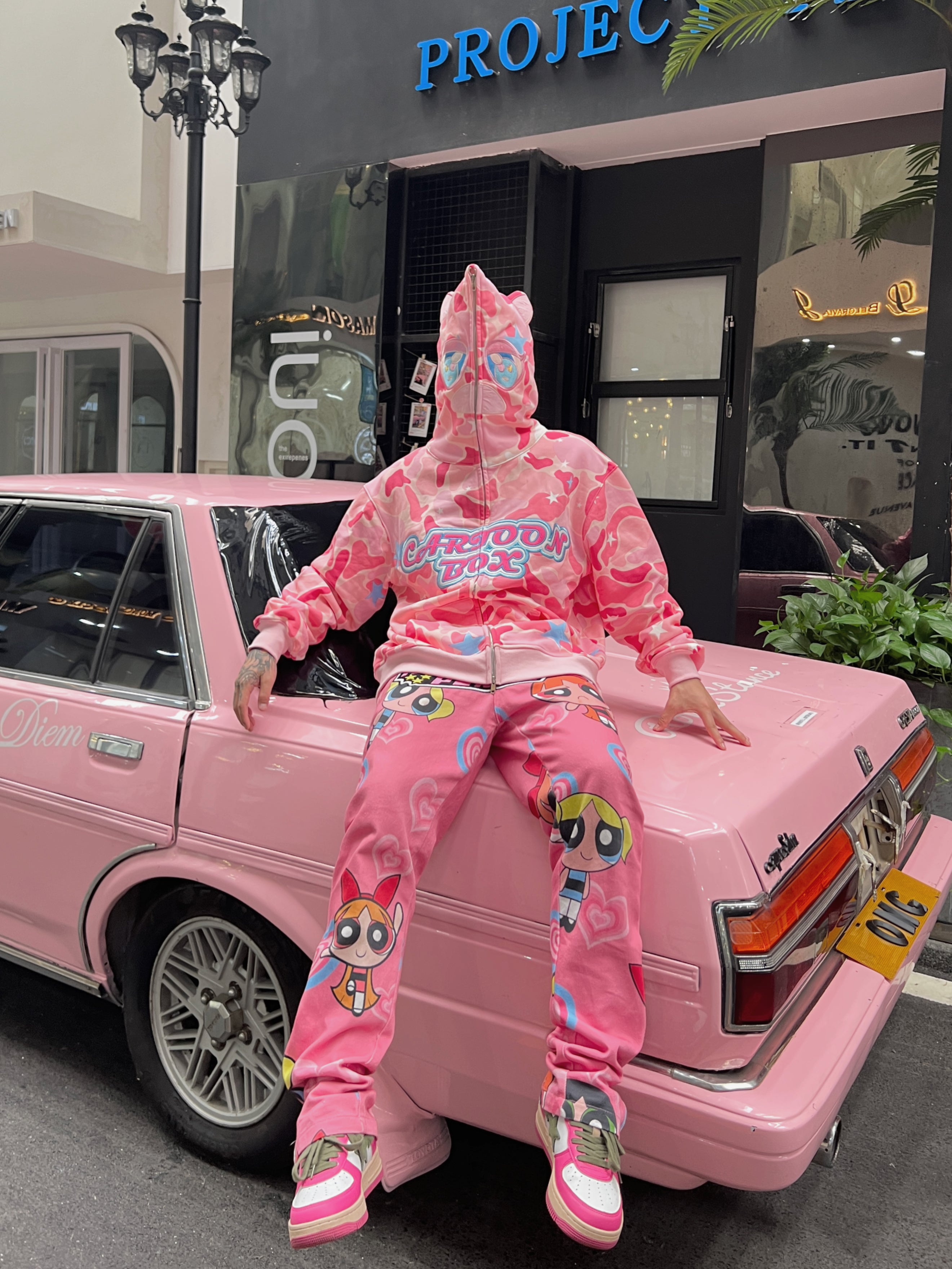 履き心地◎ CARTOONBOX PINK BEAR ピンク クマABC CAMO パーカー