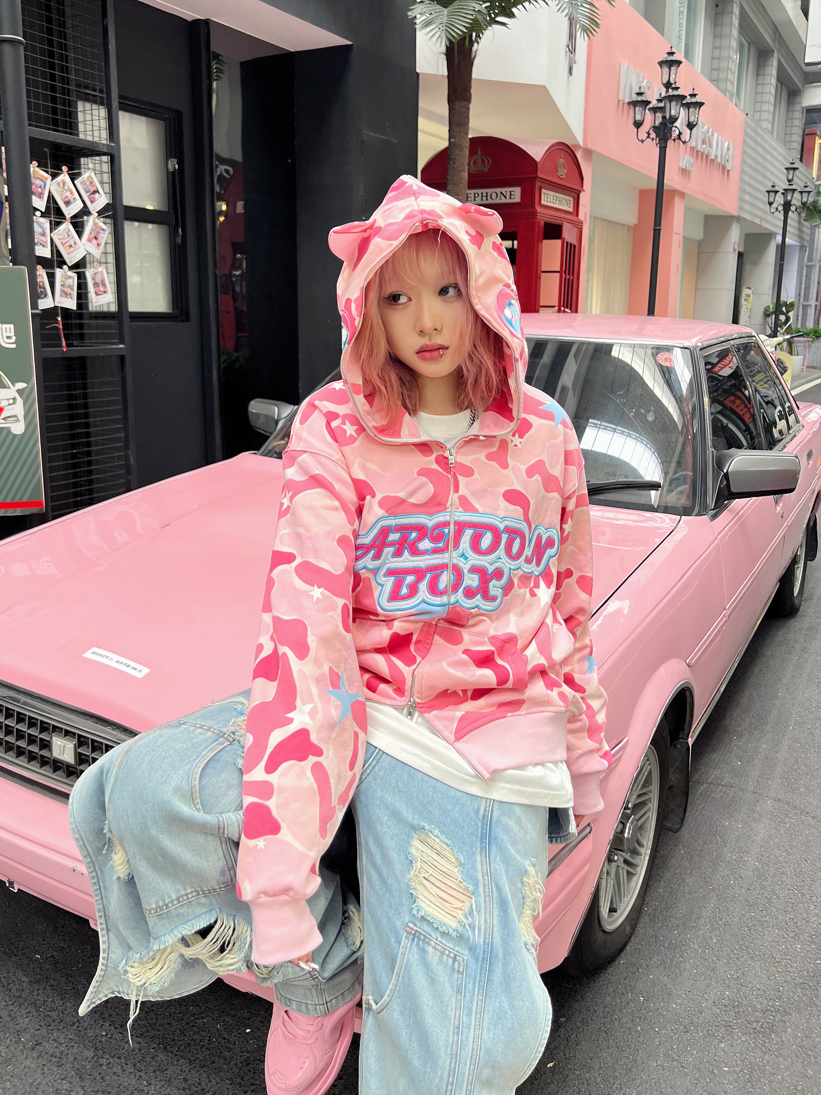 CARTOON BOX Pink Eye ABC CAMO ダウンジャケット-