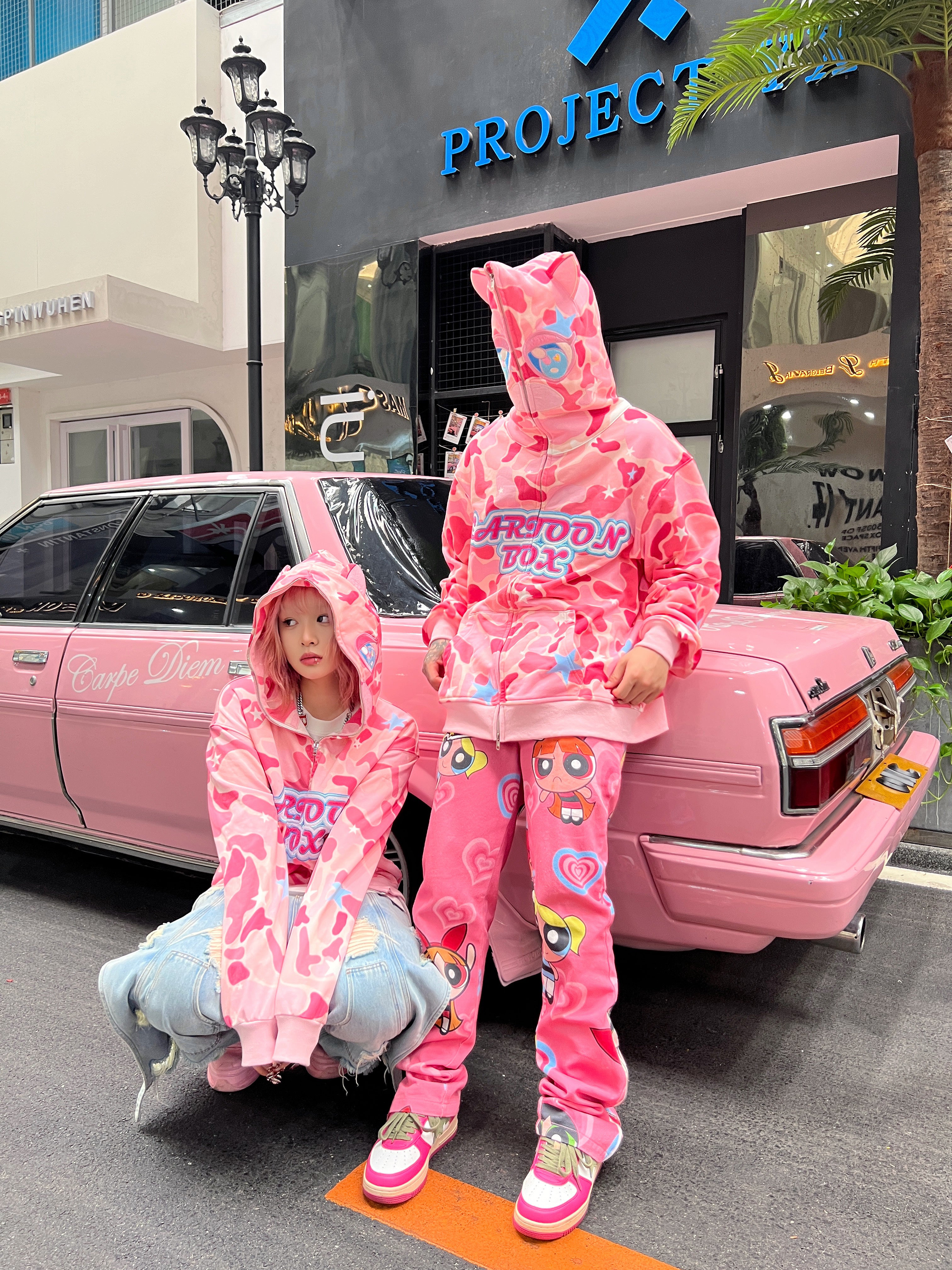 ネイビーシー CARTOONBOX PINK EYE カモ柄hoodie | chezmoiny.com